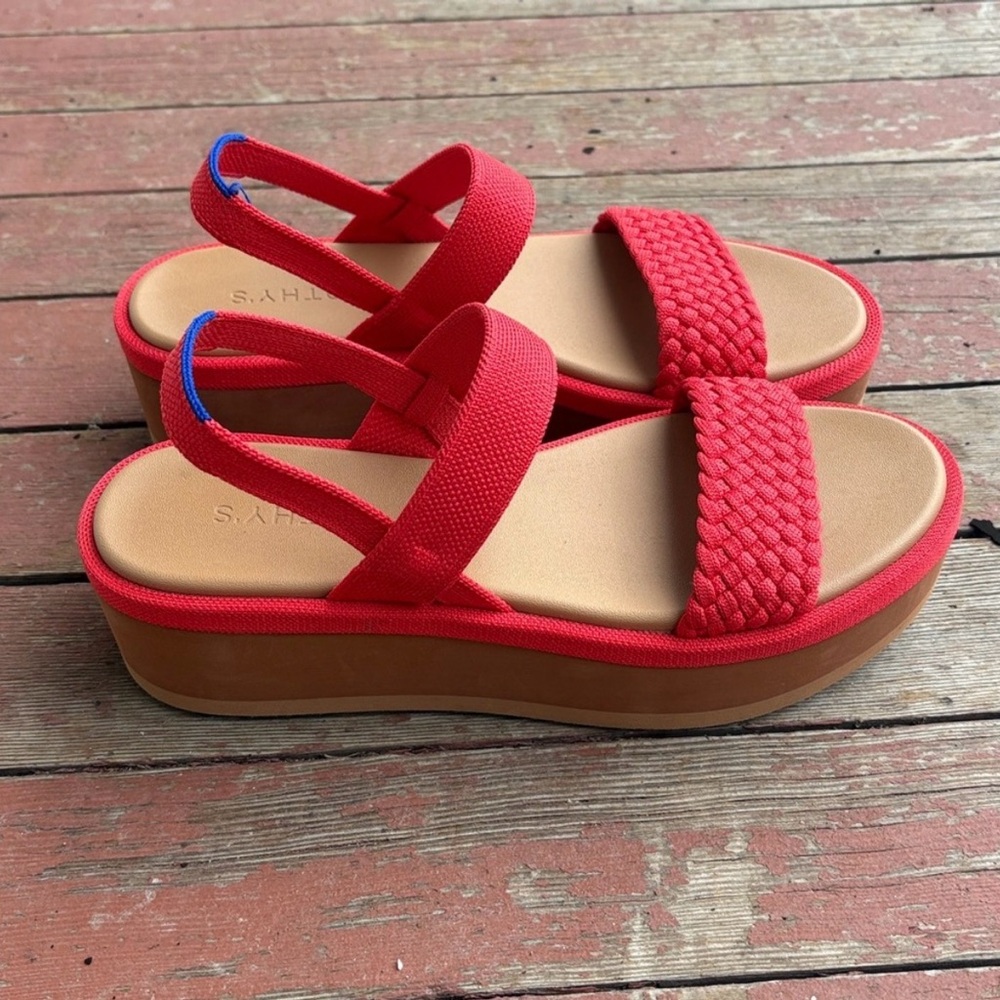 Rothy's red platform sandals